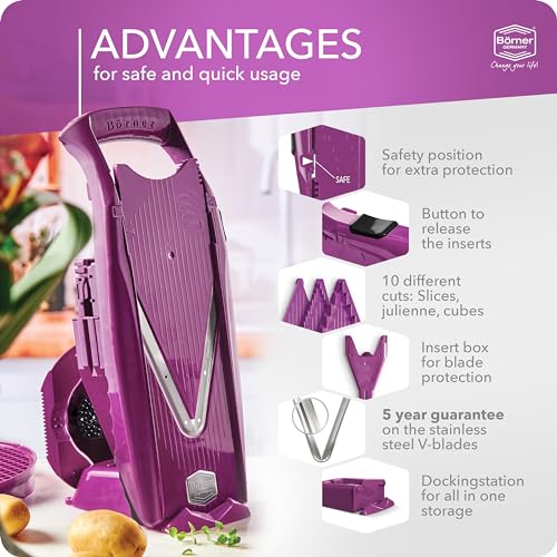 Börner V5 PowerLine Vegetable Cutter Professional Set (7 pcs.) • Vegetable Cutter (V-Planer) for Fruit & Vegetables + Accessories • 8 Cutting Types • Kitchen Planer Set - Image 4