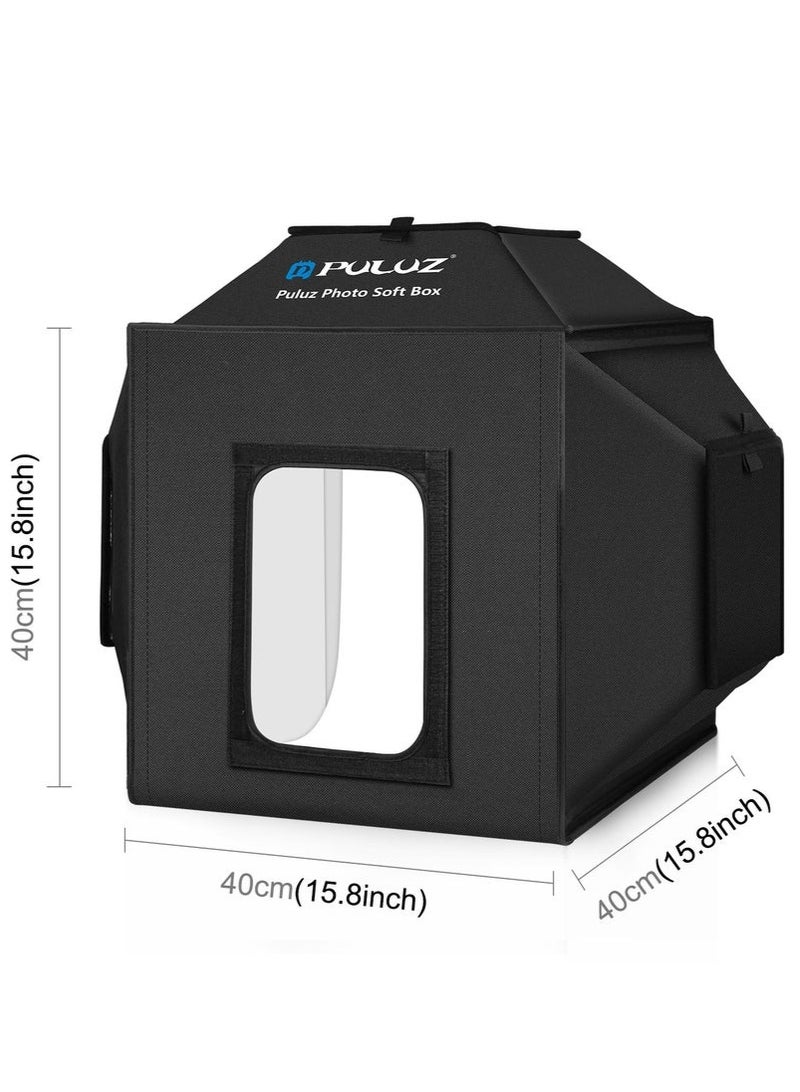 PULUZ Upgrade Light Box & Soft Box 40cm 16"x16" Inches Professional Shooting Tent with 480 LED Lights Photo Studio Light Box Photography with 4 Color PVC Backdrops for Jewelry and Product Photography - Image 2