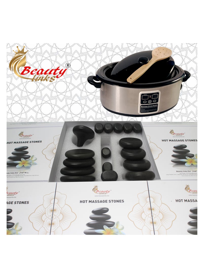 روابط الجمال بيوتي جهاز تسخين احجار المساج مع طقم هدية احجار مساج 17 قطعة - Image 1