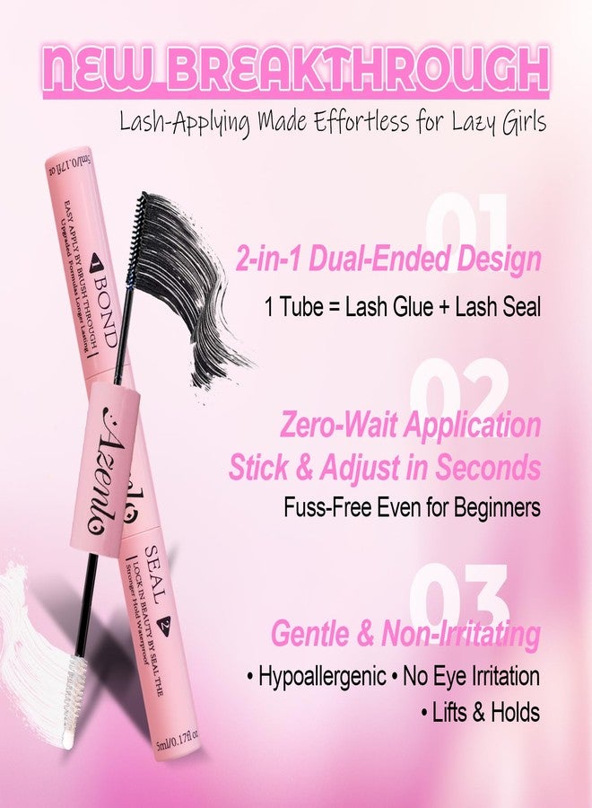 Azenlo 2-Pack Cluster Lash Glue Set - Dual-Ended Bond & Seal Adhesive, Waterproof & Long Lasting, Easy Application for Lash Extensions - Image 2