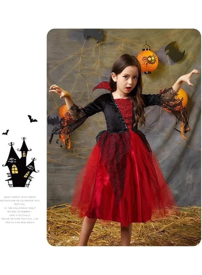 Brain Giggles Kids Vampire Costume Girls Dress for Halloween Cosplay & Fancy Dress (Extra Large) - Image 4