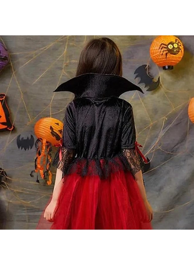 Brain Giggles Kids Vampire Costume Girls Dress for Halloween Cosplay & Fancy Dress (Extra Large) - Image 3