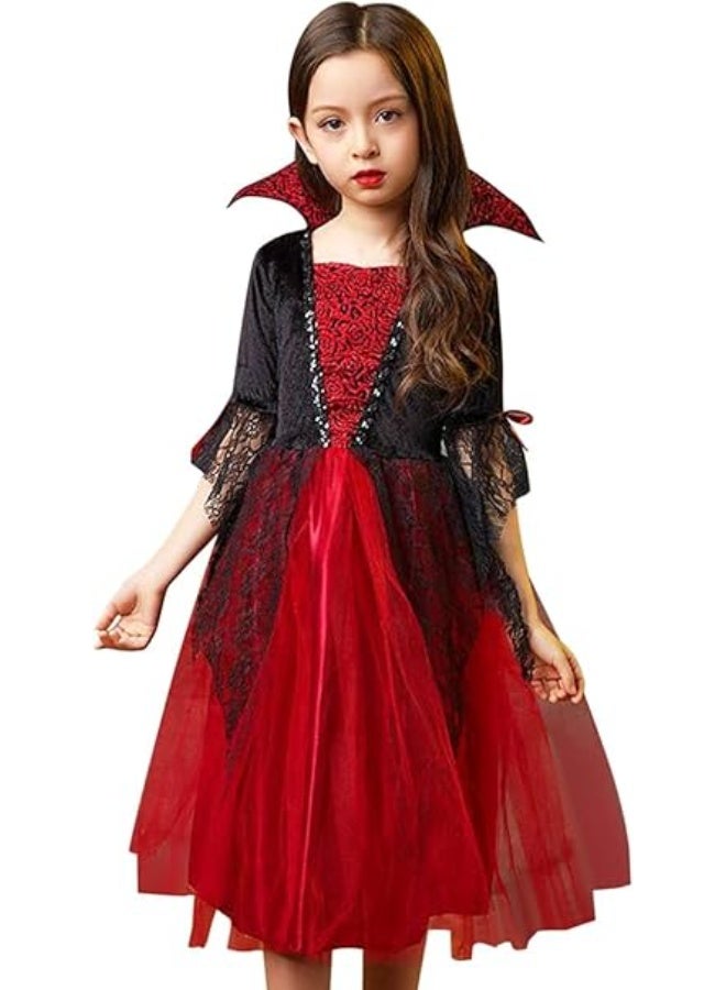 Brain Giggles Kids Vampire Costume Girls Dress for Halloween Cosplay & Fancy Dress (Extra Large) - Image 1