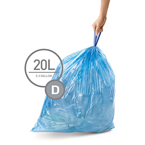 simplehuman Code D 60 Count, Genuine Custom Fit Liners, Drawstring Trash Bags in Dispenser Packs, 20 Liter / 5.3 Gallon, Blue - Image 2