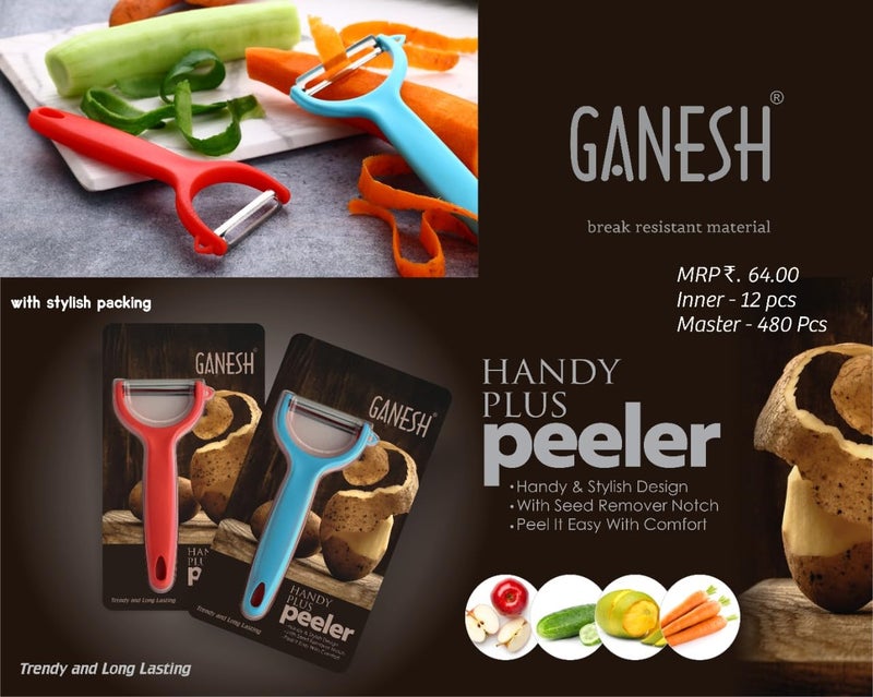Ganesh Stainless Steel Handy Plus Peeler Kitchen Tool for Home & Professional Use - Image 2