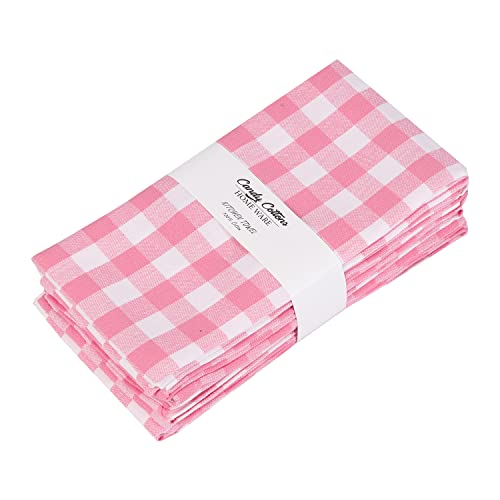 Candy Cottons Towels Pink Classic Dish Towels Dishcloths Set RagsGingham Checks Pantry Drying Hand Towels Reusable Cotton 18x28 Inch Towel Spring Decorative Set of 6