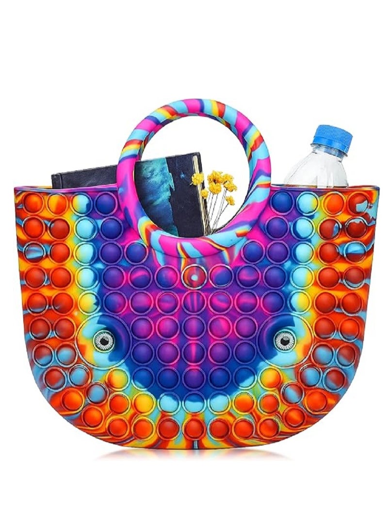MCENTT Rainbow Sensory Bubble Handbag – Colorful Silicone Tote Bag for Kids & Adults | Fun Shoulder Bag for Travel, School & Play - Image 1