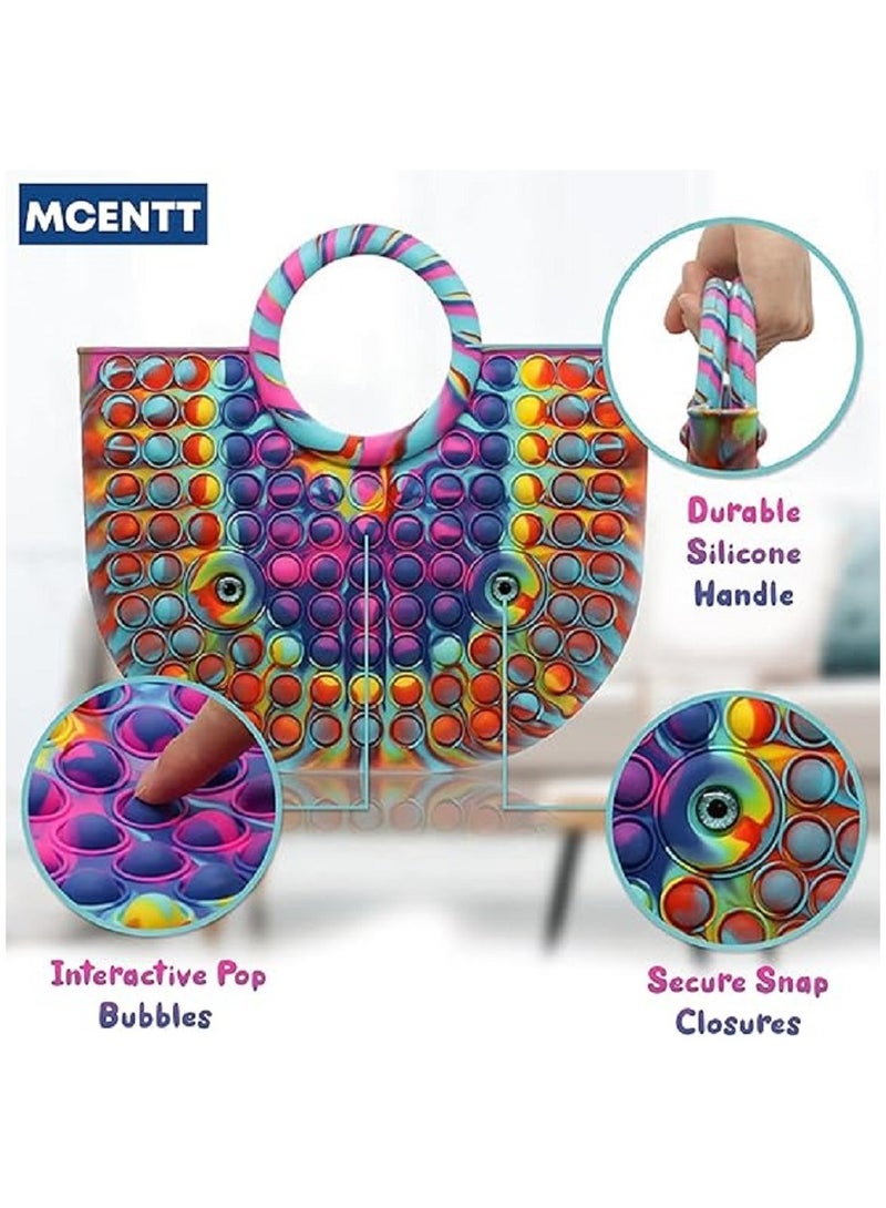 MCENTT Rainbow Sensory Bubble Handbag – Colorful Silicone Tote Bag for Kids & Adults | Fun Shoulder Bag for Travel, School & Play - Image 5