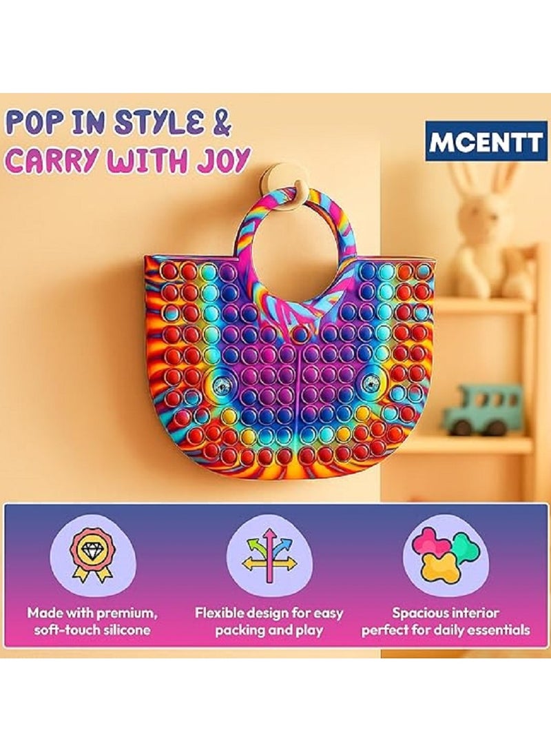 MCENTT Rainbow Sensory Bubble Handbag – Colorful Silicone Tote Bag for Kids & Adults | Fun Shoulder Bag for Travel, School & Play - Image 3
