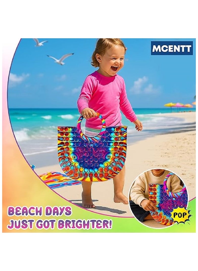 MCENTT Rainbow Sensory Bubble Handbag – Colorful Silicone Tote Bag for Kids & Adults | Fun Shoulder Bag for Travel, School & Play - Image 4