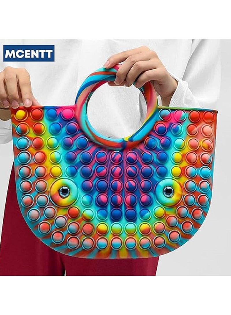 MCENTT Rainbow Sensory Bubble Handbag – Colorful Silicone Tote Bag for Kids & Adults | Fun Shoulder Bag for Travel, School & Play - Image 2