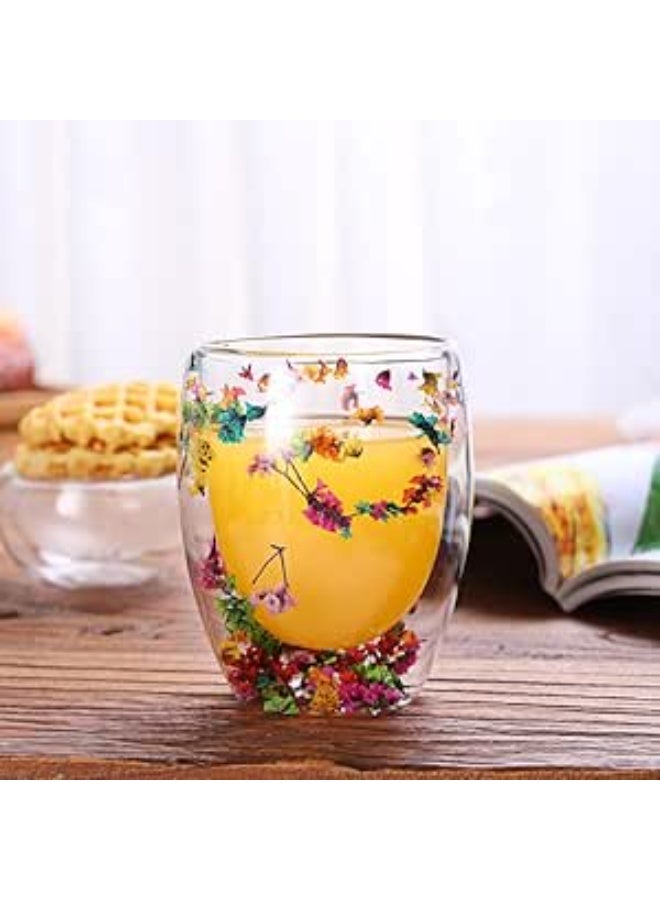 Double Wall Glass Mug with Flower Design – Insulated Clear Cup for Hot & Cold Drinks - Image 5