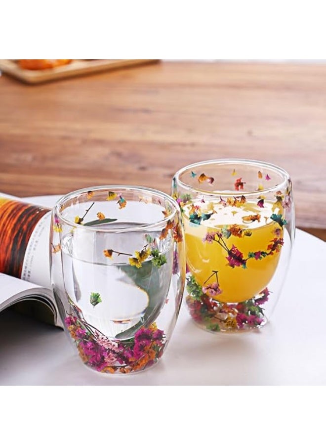 Double Wall Glass Mug with Flower Design – Insulated Clear Cup for Hot & Cold Drinks - Image 4
