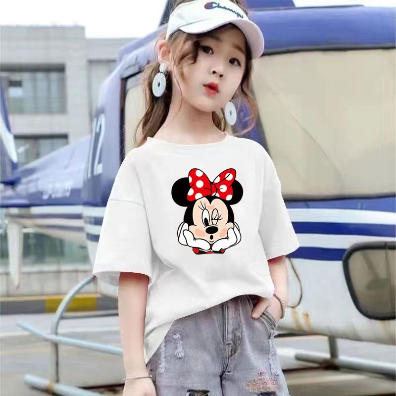 2165# Girls' T-Shirt White Short-Sleeved Summer Pure Cotton Style Girls' Middle And Big Children'S Half-Sleeved Children'S Summer Fashion - Image 2