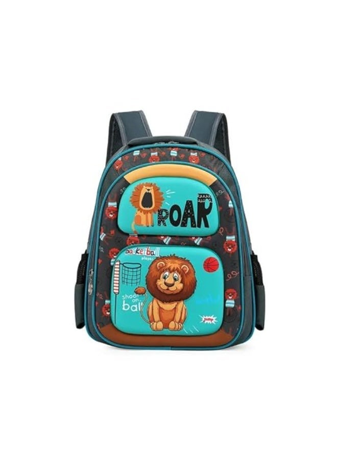 Children's school backpack with 3D printed cartoon animal design (lion) - Image 1