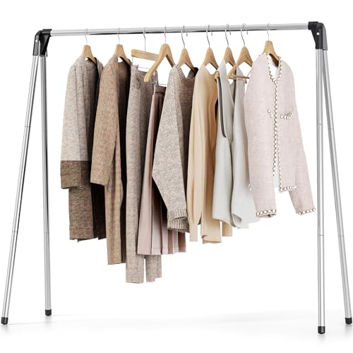 TOOLF Clothes Drying Rack Foldable, Laundry Drying Rack Stainless Steel, Portable Clothes Rack, Clothing Garment Rack, Drying Rack for Clothing, Indoor Outdoor, Free-Standing, Large Capacity - Image 1