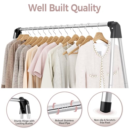 TOOLF Clothes Drying Rack Foldable, Laundry Drying Rack Stainless Steel, Portable Clothes Rack, Clothing Garment Rack, Drying Rack for Clothing, Indoor Outdoor, Free-Standing, Large Capacity - Image 4