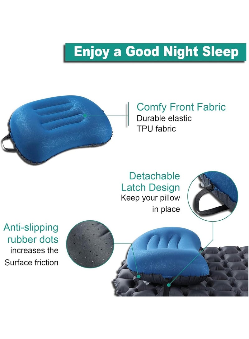 HOMESTAR Inflatable Camping Pillow with a storage bag, Ultralight, Ergonomic Neck & Lumbar Support for Camping, Hiking, Travel, Backpacking, Compact, Compressible & Portable Design, Blue - Image 2