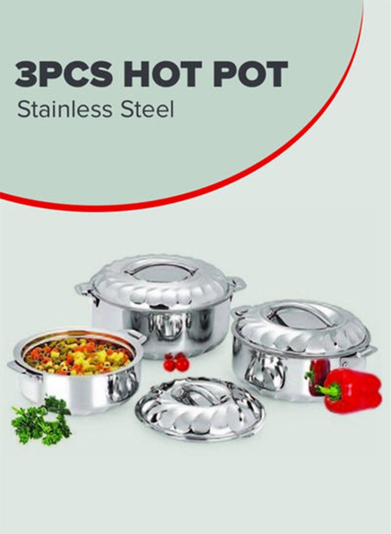 ماتريكس طقم لحفظ الحرارة و الطعام  من الإستانلس ستيل مكون من 3 قطع  صناعة الهند - Image 3