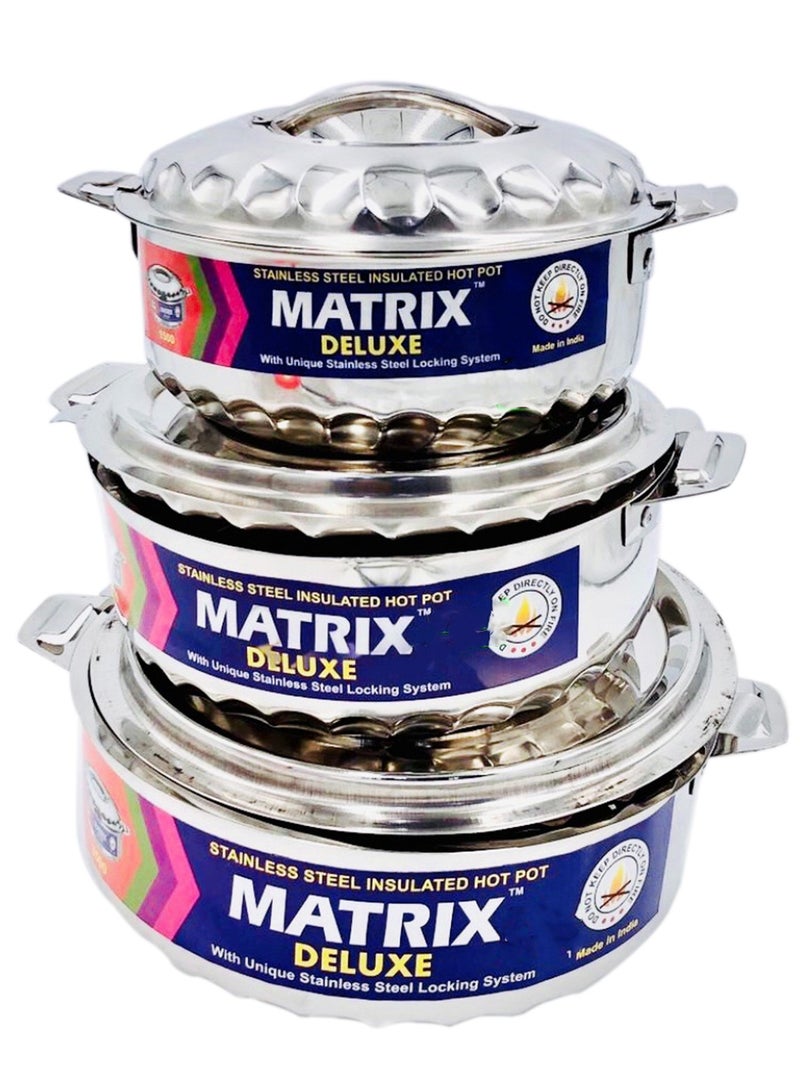 ماتريكس طقم لحفظ الحرارة و الطعام  من الإستانلس ستيل مكون من 3 قطع  صناعة الهند - Image 1