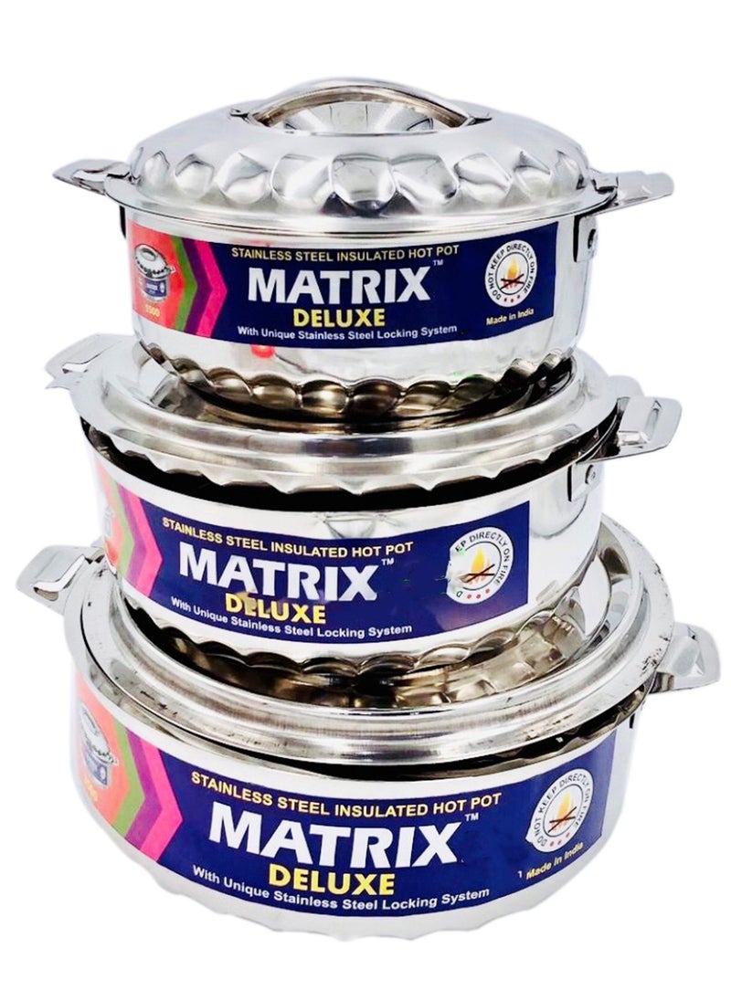 MATRIX set 3-piece stainless steel food and heat preservation Made in India  - Image 1
