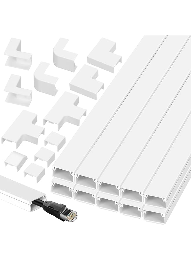promass 22pcs 15.7in Cord Hider with 6 Types Connectors Kit Wall Cord Concealer Cord Cable Organizer Cable Cover Wall Wire Management Cord Covers for Wall Mounted TV, Paintable Wire Cover for Cords - Image 1