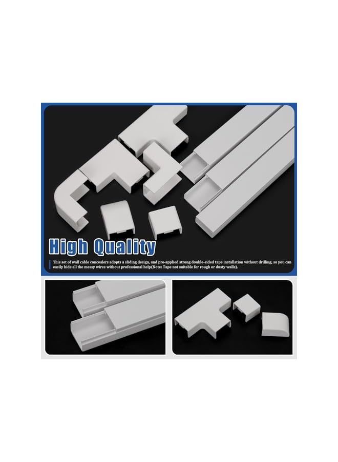 promass 22pcs 15.7in Cord Hider with 6 Types Connectors Kit Wall Cord Concealer Cord Cable Organizer Cable Cover Wall Wire Management Cord Covers for Wall Mounted TV, Paintable Wire Cover for Cords - Image 3