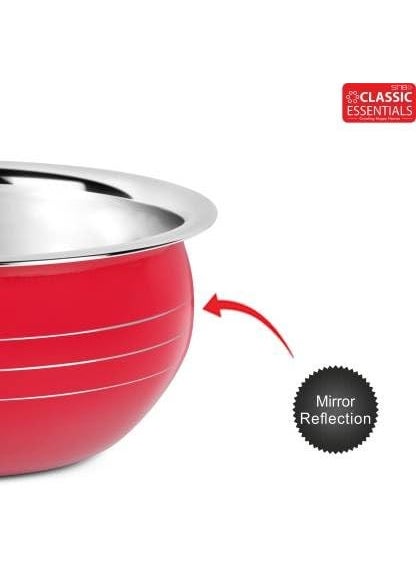 Classic Essentials Classic Essentials Stainless Steel Handi/patila/bhagona/biryani Cook & Serve Handi Induction Bottom Cookware Set, 300ml, 550ml, 750ml,1100, 1500ml (Red)  - Image 4