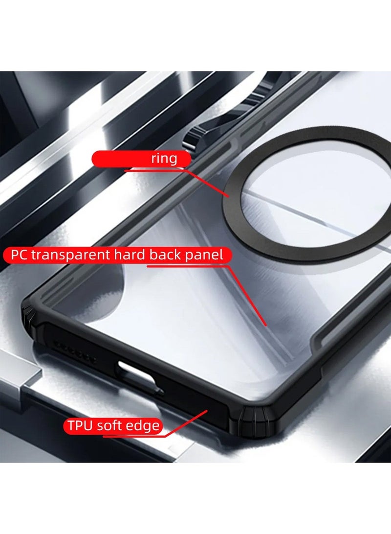 Techie Nothing Phone 3 5G Case - TPU Bumper Cover with Camera Protection Anti-Yellowing Clear Back Shockproof Airbag Corners & Magnetic Metal Ring Support – Clear Black - Image 4