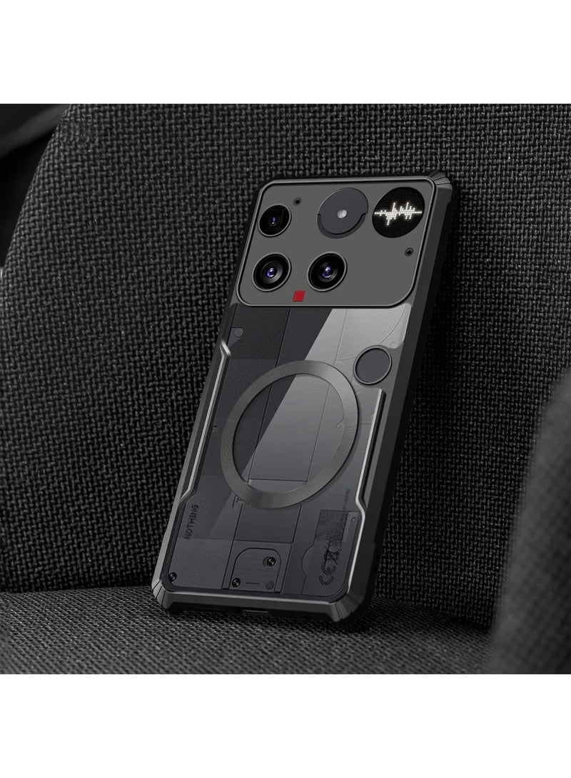 Techie Nothing Phone 3 5G Case - TPU Bumper Cover with Camera Protection Anti-Yellowing Clear Back Shockproof Airbag Corners & Magnetic Metal Ring Support – Clear Black - Image 3