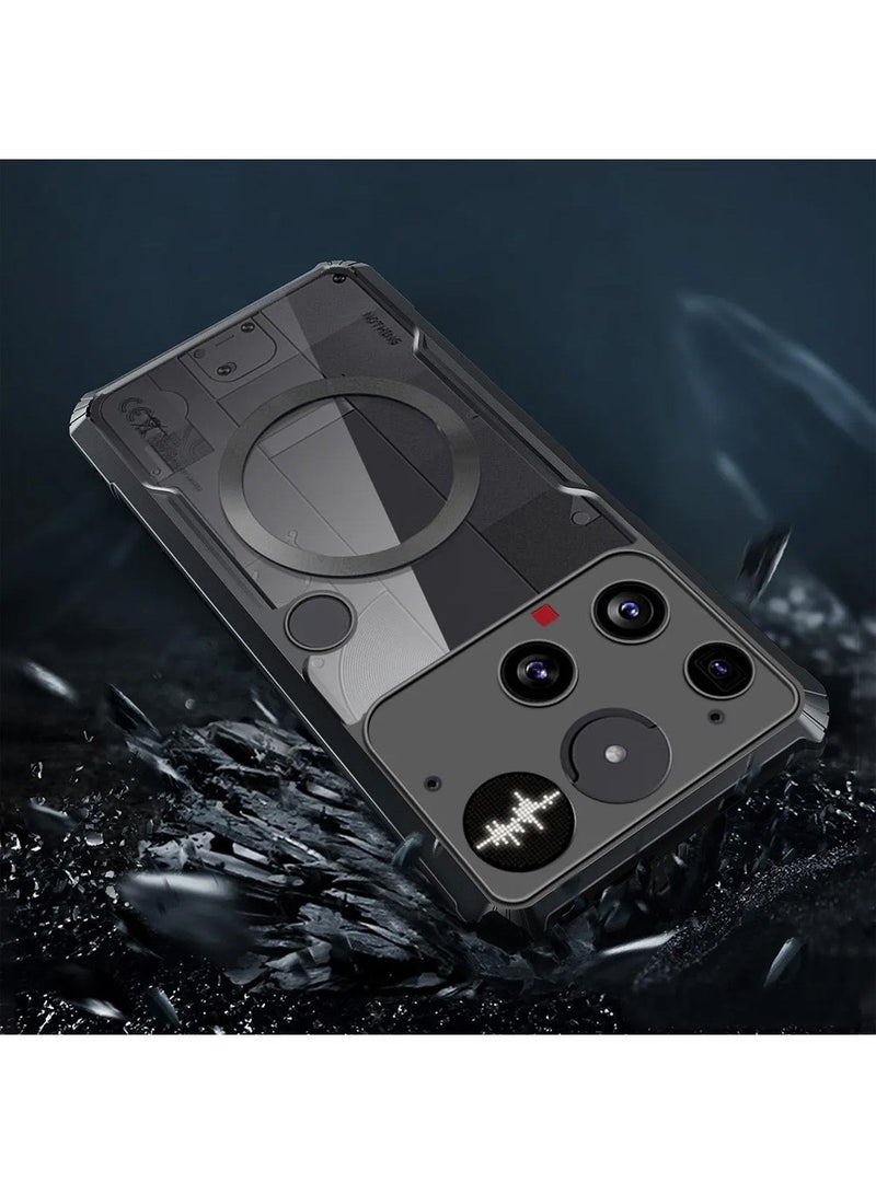 Techie Nothing Phone 3 5G Case - TPU Bumper Cover with Camera Protection Anti-Yellowing Clear Back Shockproof Airbag Corners & Magnetic Metal Ring Support – Clear Black - Image 5