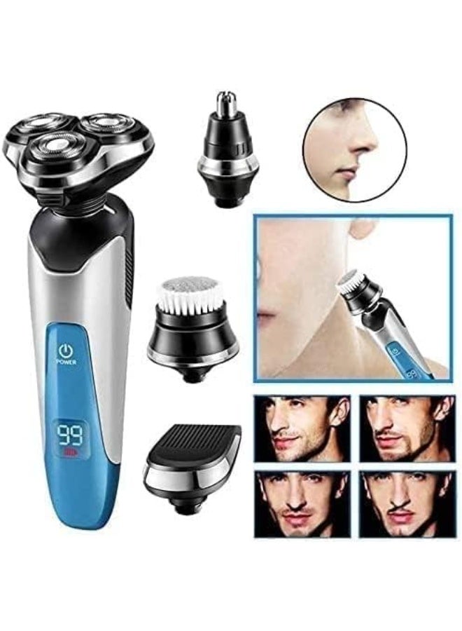 ماكينة حلاقة كهربائية احترافية 4 في 1 للرجال | قابلة لاعادة الشحن ومقاومة للماء | ماكينة تشذيب اللحية ومنظف الوجه والانف | مجموعة حلاقة كاملة موديل KM-7935 - Image 2