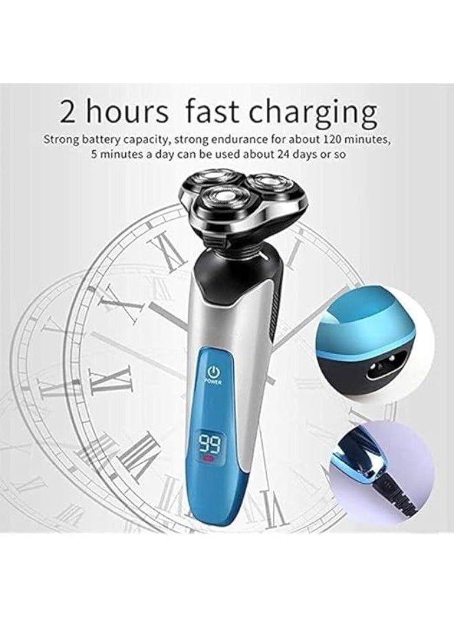 ماكينة حلاقة كهربائية احترافية 4 في 1 للرجال | قابلة لاعادة الشحن ومقاومة للماء | ماكينة تشذيب اللحية ومنظف الوجه والانف | مجموعة حلاقة كاملة موديل KM-7935 - Image 5