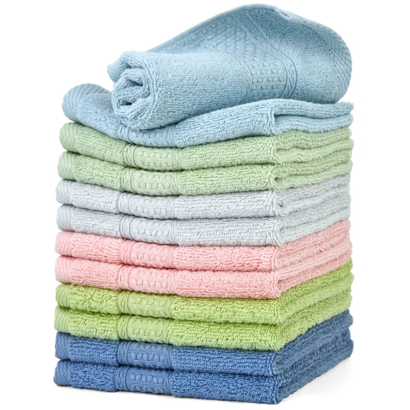 Cleanbear Wash Cloths Soft Bathroom Washcloths for Body and Face Wash Cloth with Assorted Colors Bulk Face Cloths 13 by 13 Inches 12 Pieces 6 Colors