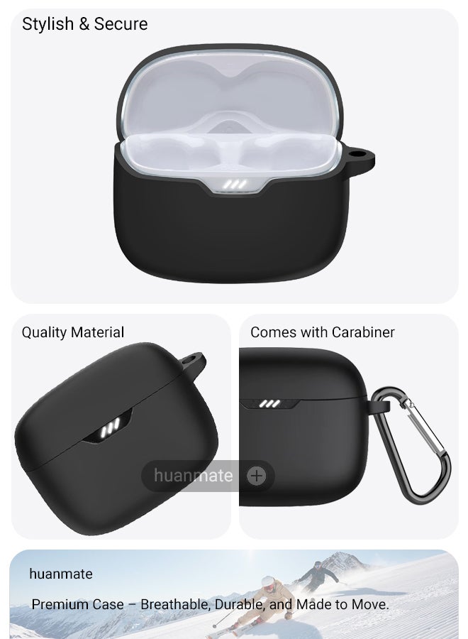 huanmate JBL Tune 245NC Silicone Case Cover - Black - Made with Soft Silicone, Lightweight & Durable - Stylish Design, Accurate Cut-outs, Easy Installation & Removal - Image 5
