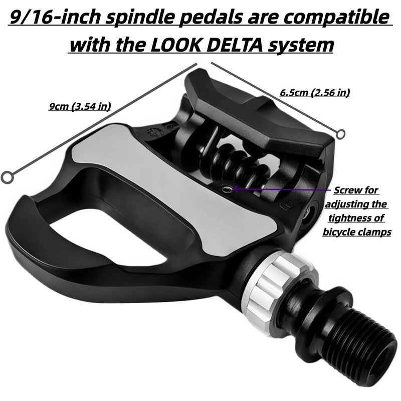 YBEKI 3-in-1 Indoor Cycling Pedals - Look Delta Compatible with Toe Clips & Cleats Included, Dual Sealed Bearings for Peloton, Schwinn, Sunny Spin Bike - 9/16" - Image 2