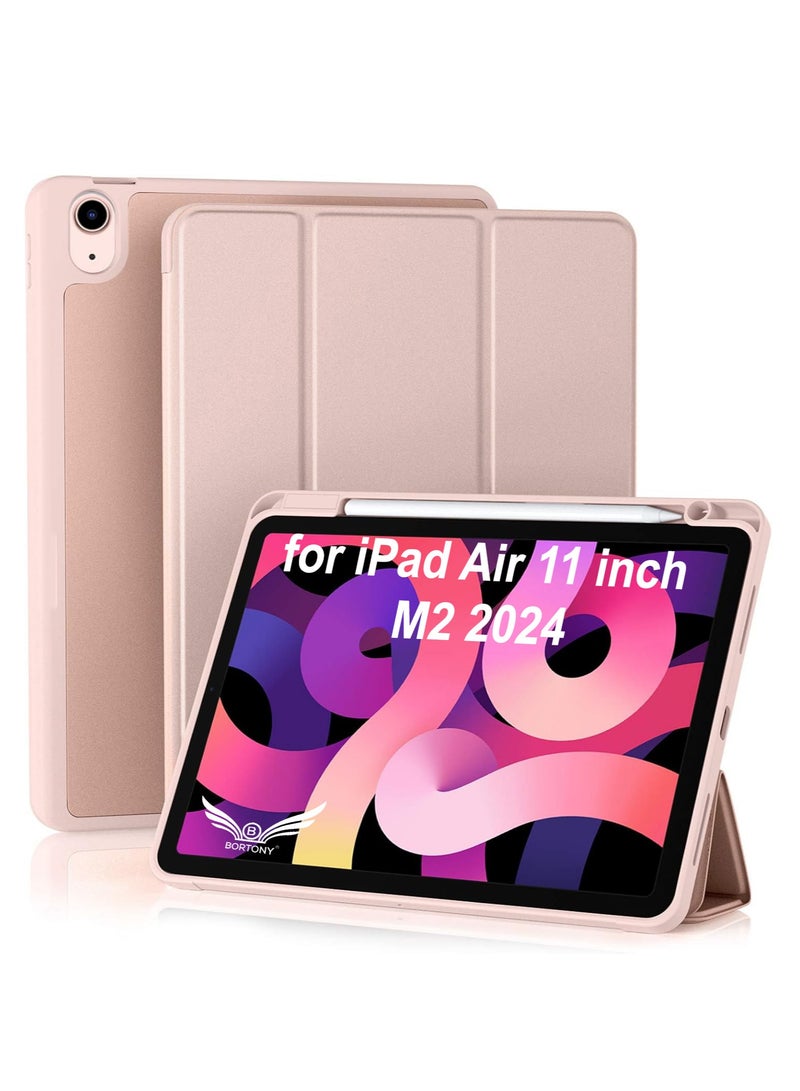 BORTONY iPad Air 11-inch M2 2024 6th Generation Case with Pencil Holder Silicone Magnetic Cover Slim Tablet Cover for iPad Air 11 inch M2 6th Generation - Image 1