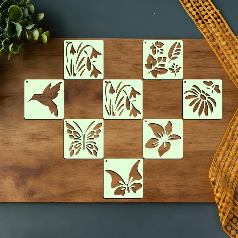atydkug 72 Pcs Butterfly Flower Stencils for Painting Set, Reusable Botanical Leaf Dragonfly Plants Painting Templates - Stencil Crafts Drawing Templates for DIY Scrapbook, Home Wall Murals, Canvas Wood Signs - Image 5