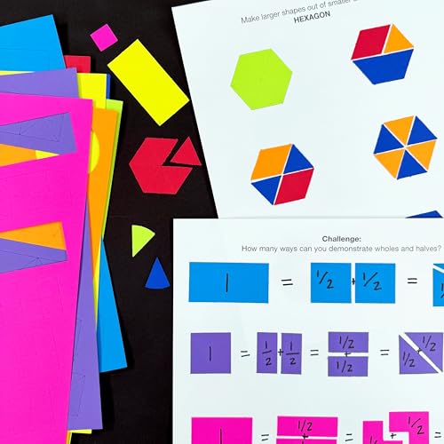 FreshCut Crafts 384 Pieces MATHshapes Fractional Math Manipulative Shapes Easy-Punch-Out Easy-to-Separate Paper Shape Cutouts in 8 Bright Colors US Made Card Stock Ideal for Learning Fractions, Measurements, and More - Image 2