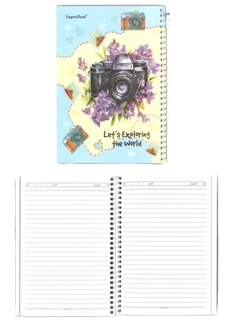 SUPER DEAL 4-Piece B5 Size Single Line Notebook 100 Sheets Assorted Designs  - Image 4