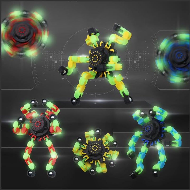 estardaa 8Pcs Fidget Spinners Glow in The Dark Fingertip Gyro DIY Deformable Robot Funny Sensory Fidget Toys Decompression Spinner Birthday Gifts Classroom Prizes Party Favors for Kids Adults - Image 1