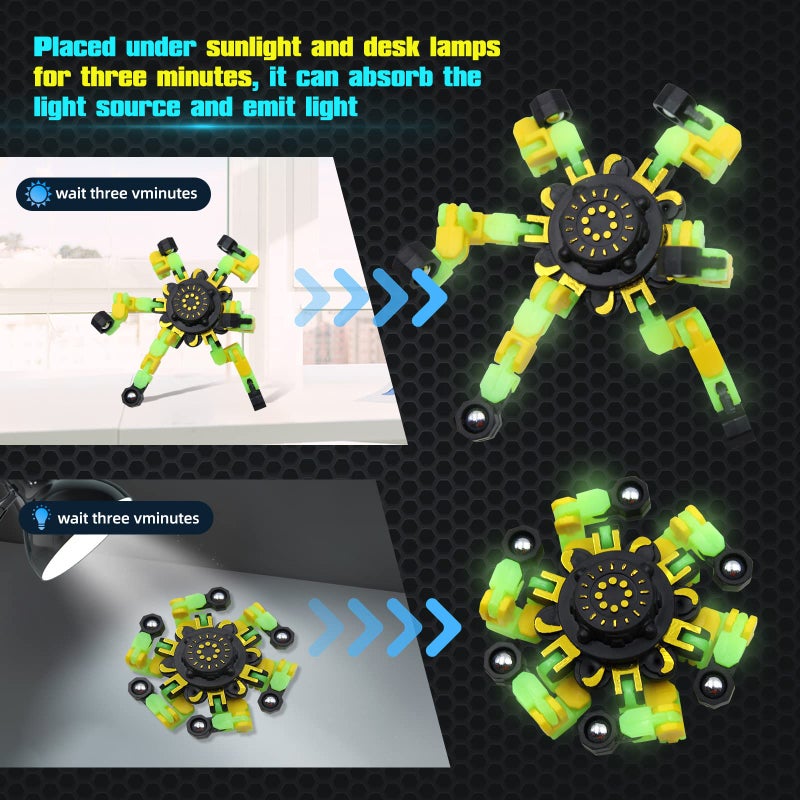 estardaa 8Pcs Fidget Spinners Glow in The Dark Fingertip Gyro DIY Deformable Robot Funny Sensory Fidget Toys Decompression Spinner Birthday Gifts Classroom Prizes Party Favors for Kids Adults - Image 5