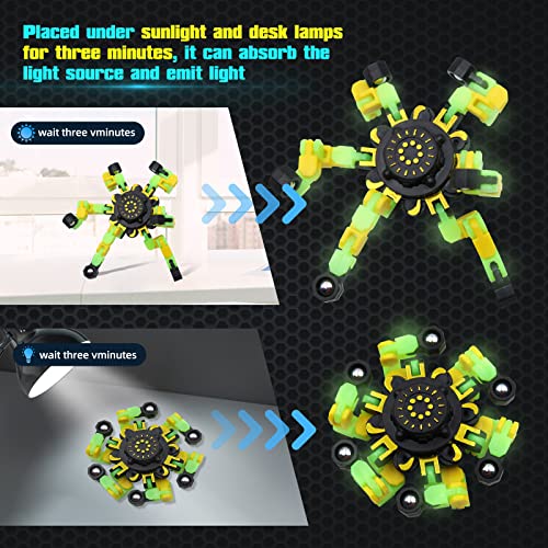 estardaa 8Pcs Fidget Spinners Glow in The Dark Fingertip Gyro DIY Deformable Robot Funny Sensory Fidget Toys Decompression Spinner Birthday Gifts Classroom Prizes Party Favors for Kids Adults - Image 4