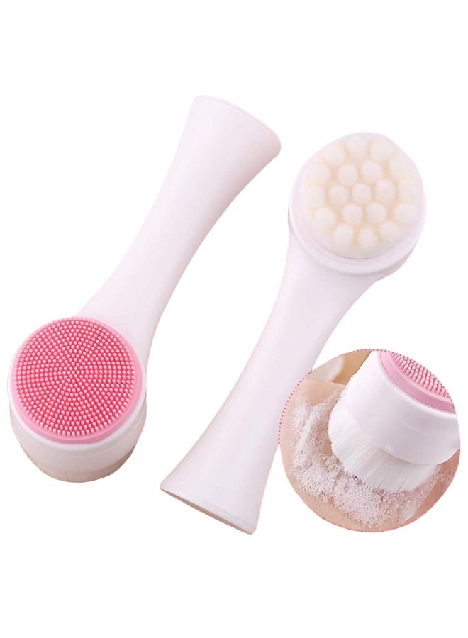 Manual Facial Cleansing Brush,2 In 1 Facial Scrub Brush Face Brush Face Scrubber Double sided Exfoliating Brush, Silicone Wash Pad Soft Bristles Dual Cleansing Brush Blackhead and Massaging - Image 1