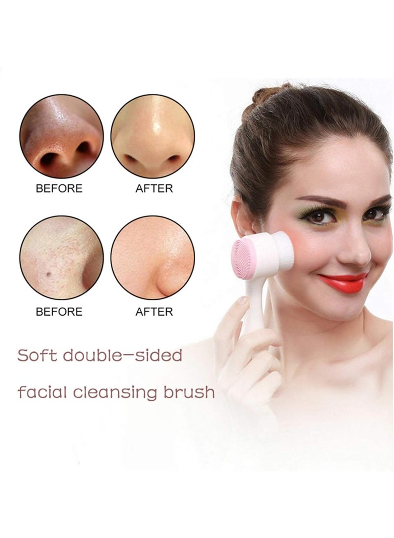 Manual Facial Cleansing Brush,2 In 1 Facial Scrub Brush Face Brush Face Scrubber Double sided Exfoliating Brush, Silicone Wash Pad Soft Bristles Dual Cleansing Brush Blackhead and Massaging - Image 2