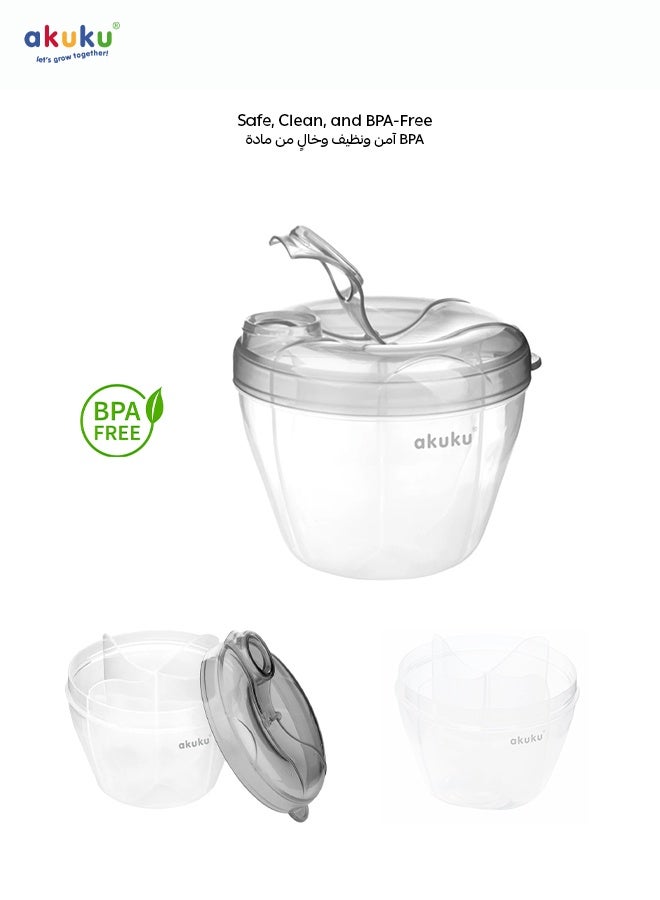 Akuku 4-Compartment Powdered Milk Dispenser | Baby Formula Storage Box | Airtight Rotating Lid | Travel-Friendly | Holds 32 Scoops | BPA-Free | Hygienic & Safe - Image 5