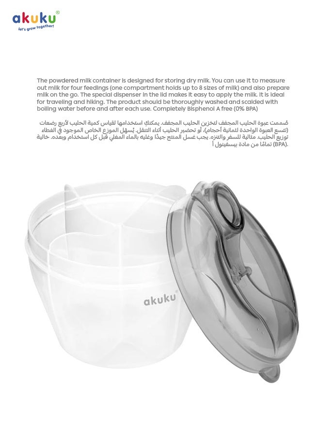 Akuku 4-Compartment Powdered Milk Dispenser | Baby Formula Storage Box | Airtight Rotating Lid | Travel-Friendly | Holds 32 Scoops | BPA-Free | Hygienic & Safe - Image 2