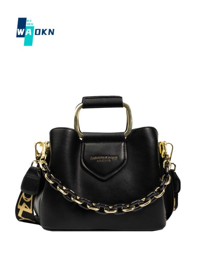 WAOKN - Women's Large-capacity Chain Shoulder Bag, Ladies Versatile Solid Color Bucket Bag Crossbody Bag Sling Bag Side Bag, Crossbody Bag, PU Leather Tote Bag Handbag Clutch Bag Carrying Bag - Image 1