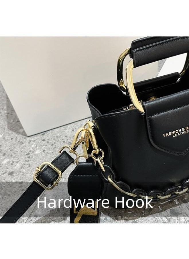 WAOKN - Women's Large-capacity Chain Shoulder Bag, Ladies Versatile Solid Color Bucket Bag Crossbody Bag Sling Bag Side Bag, Crossbody Bag, PU Leather Tote Bag Handbag Clutch Bag Carrying Bag - Image 1