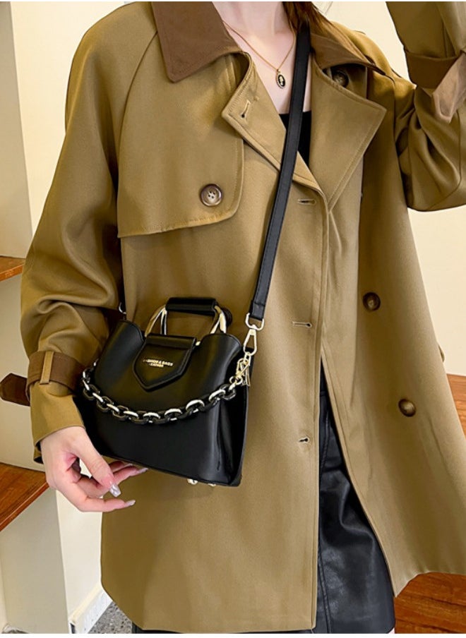 WAOKN - Women's Large-capacity Chain Shoulder Bag, Ladies Versatile Solid Color Bucket Bag Crossbody Bag Sling Bag Side Bag, Crossbody Bag, PU Leather Tote Bag Handbag Clutch Bag Carrying Bag - Image 1